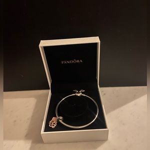 Pandora Bangle Bracelet and Infinity Heart Charm with box